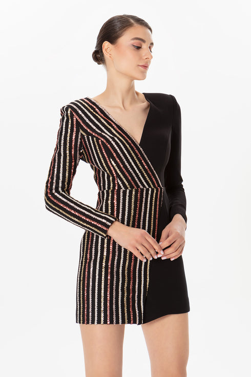Metallic Sequin Mini Dress